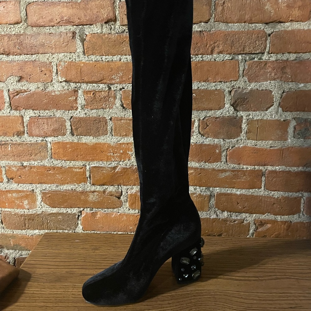 The Fix Velvet, Knee High Block Heel Boots